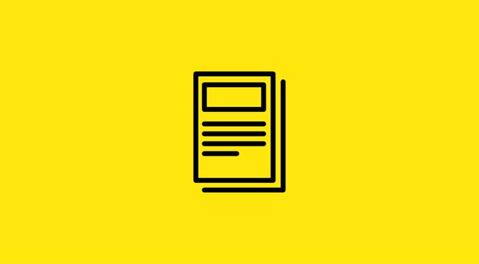 Yellow background with a centred document icon drawn with black lines